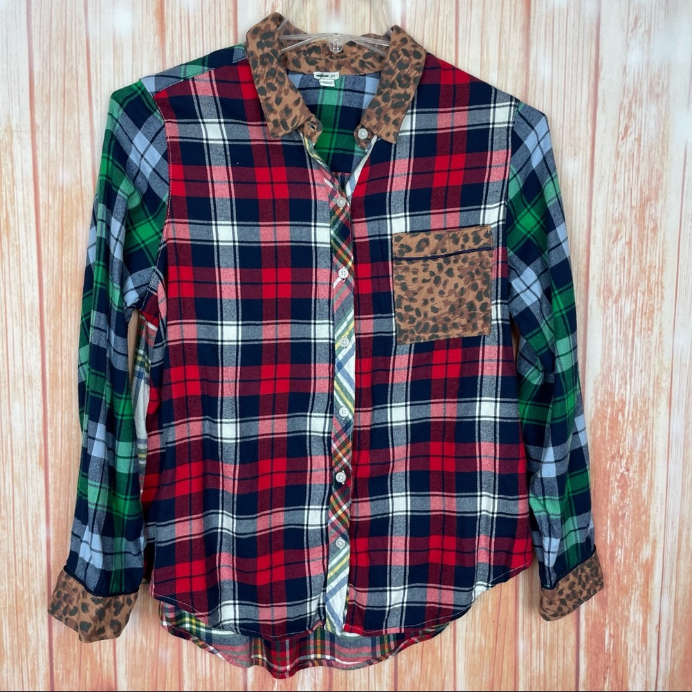 Aerie Mixed Pattern Flannel Button Up Blouse (M) - image 1
